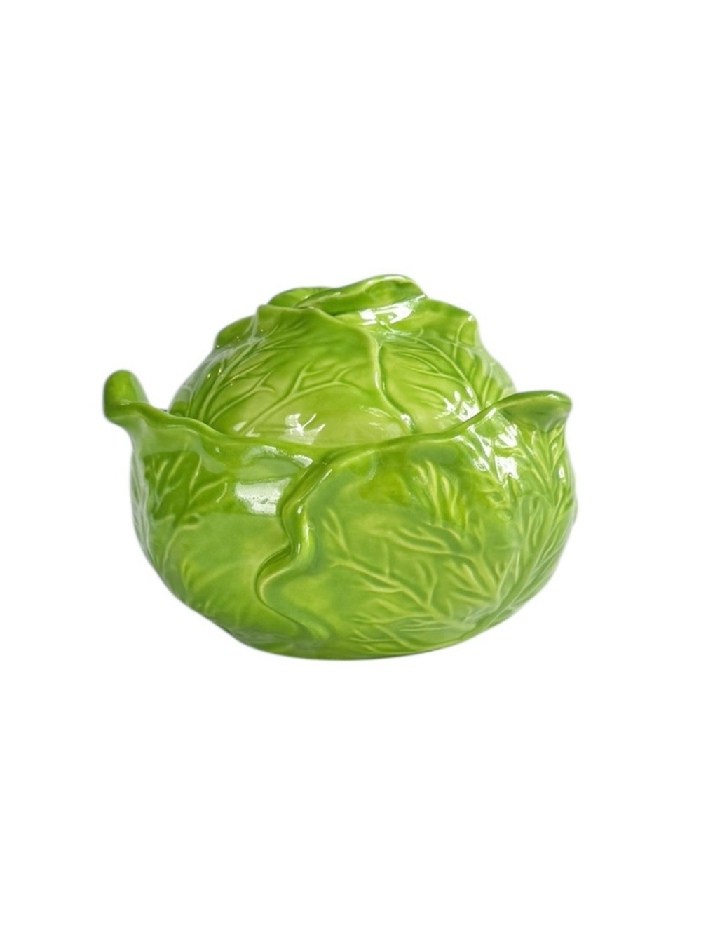 Vintage Holland Mold Green Cabbage/Lettuce Ceramic Lidded Bowl - Picture 3 of 8